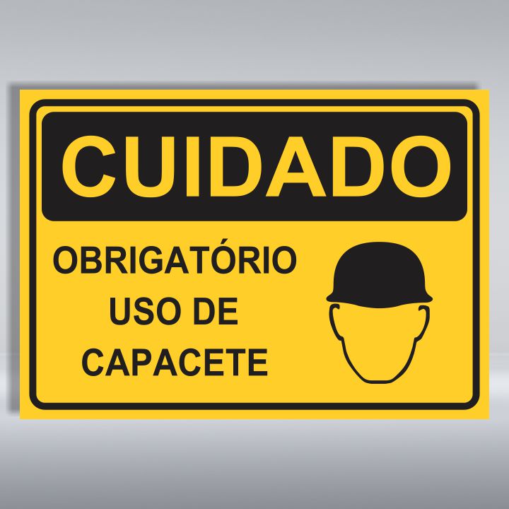 PLACA DE CUIDADO | OBRIGATÓRIO USO DE CAPACETE